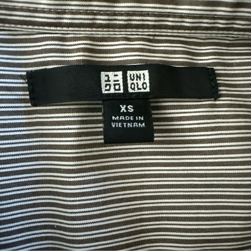 Uniqlo Women’s XSmall Brown Shirt Dress Oversize 100% Cotton Pinstripe Office - Picture 11 of 14